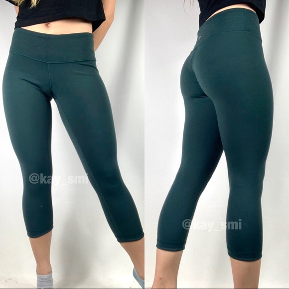 lululemon athletica Pants - Lululemon Wunder Under Crop Green Leggings